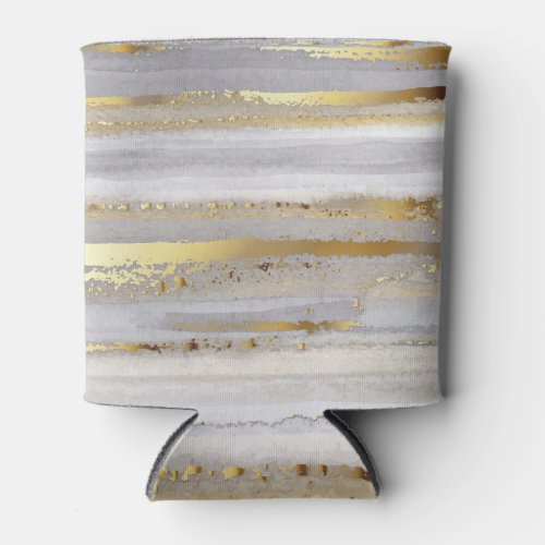 Luxury Grey Gold Watercolor Texture Can Cooler