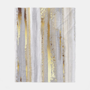 Luxury Grey Gold Watercolor Texture Fleece Blanket
