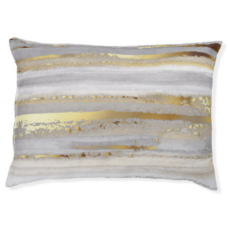 Luxury Grey Gold Watercolor Texture Pet Bed