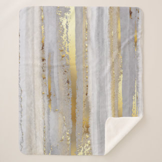 Luxury Grey Gold Watercolor Texture Sherpa Blanket