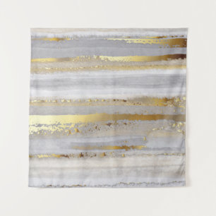 Luxury Grey Gold Watercolor Texture Tapestry