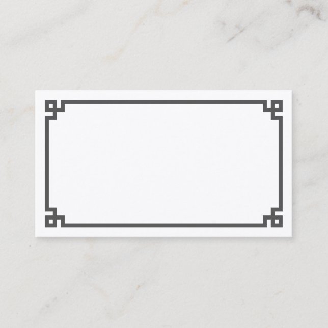 Luxury Grey Greek Key Border Wedding Place Card (Front)