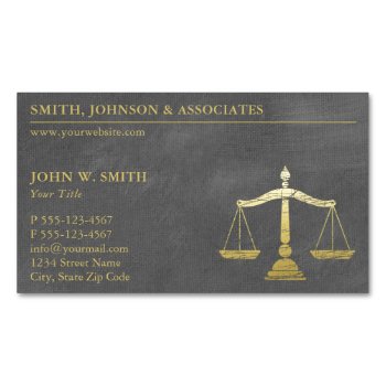 Luxury Grey Lawyer Scales Of Justice Gold Look Business Card Magnet by superdazzle at Zazzle