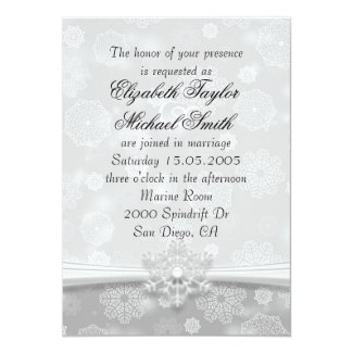 Luxury Grey Snowflakes Winter Wedding Invite