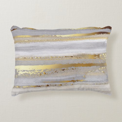 Luxury grey watercolor and gold texture accent pillow