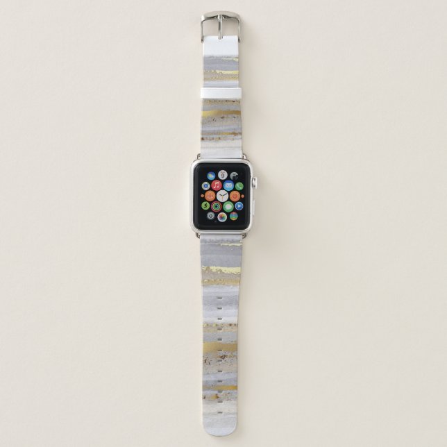 Luxury grey watercolor and gold texture apple watch band (Front)