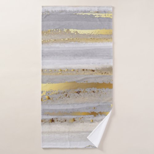 Luxury grey watercolor and gold texture bath towel