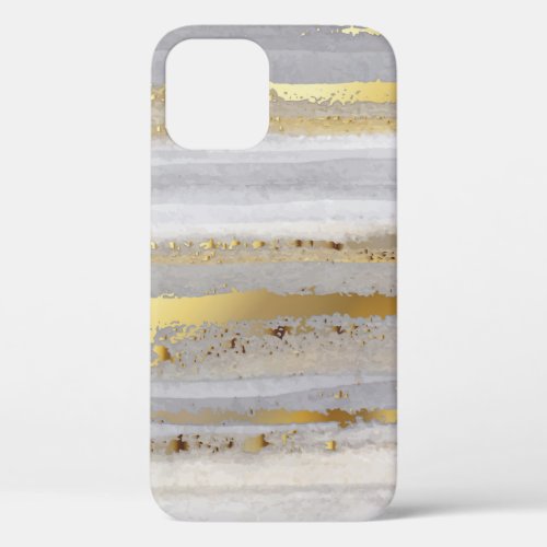 Luxury grey watercolor and gold texture iPhone 12 case