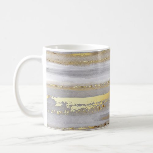 Luxury grey watercolor and gold texture coffee mug