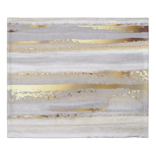 Luxury grey watercolor and gold texture duvet cover