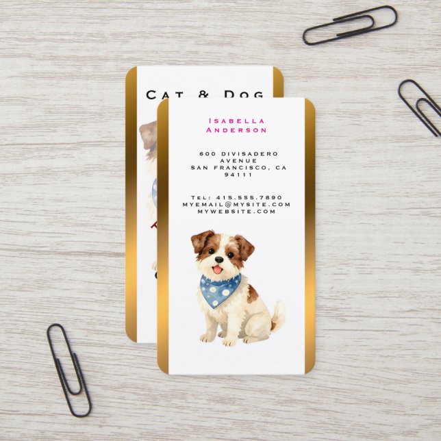 Luxury Grooming Dog Personalized Trendy Collection Business Card (Front/Back In Situ)