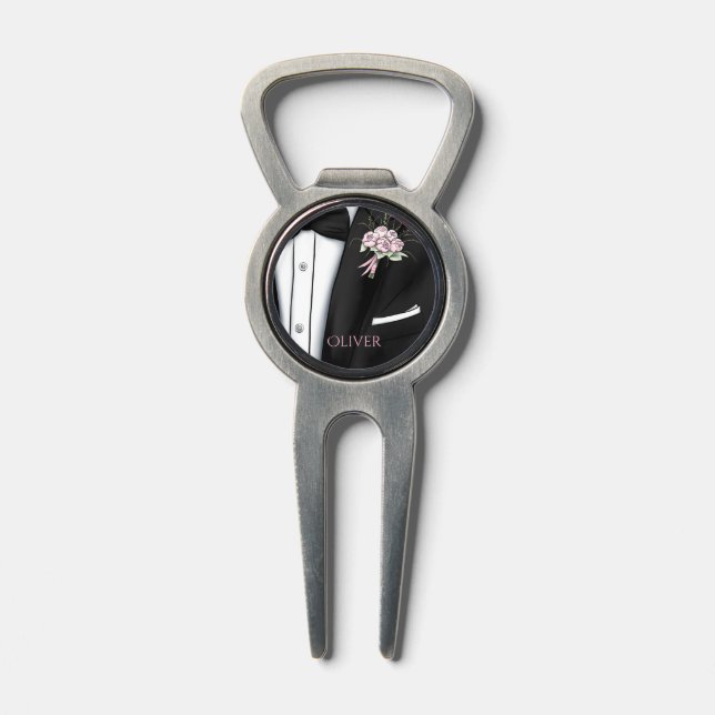 Luxury Groom's Tuxedo & Peony Divot Tool (Composite)
