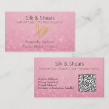 Luxury Hair Studio Business Card with Pink Glitter