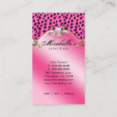 Luxury Hair Stylist Pink Cheetah Print Salon Business Card (Back)