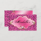 Luxury Hair Stylist Pink Cheetah Print Salon Business Card (Front/Back)