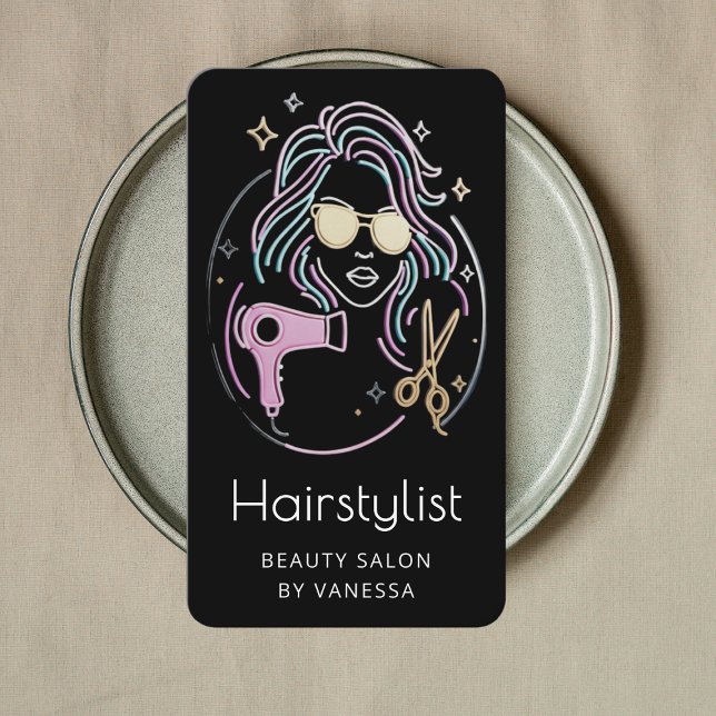 Luxury Hairstylist Beauty Salon QR Code Black Business Card (Creator Uploaded)