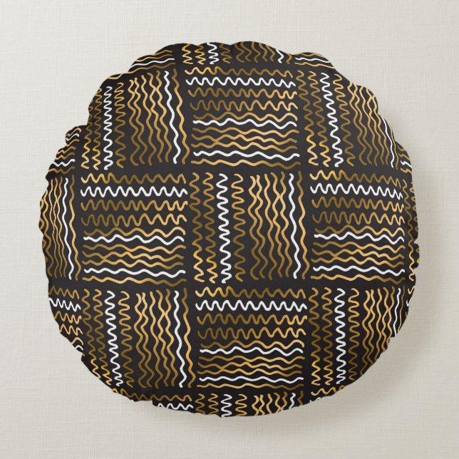 Luxury hand drawn seamless pattern round pillow (Front)