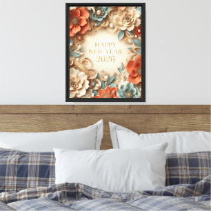 luxury happy new year 2026 canvas print