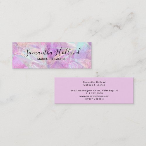 Luxury Holographic Blush Pink & Opal Makeup  Mini Business Card
