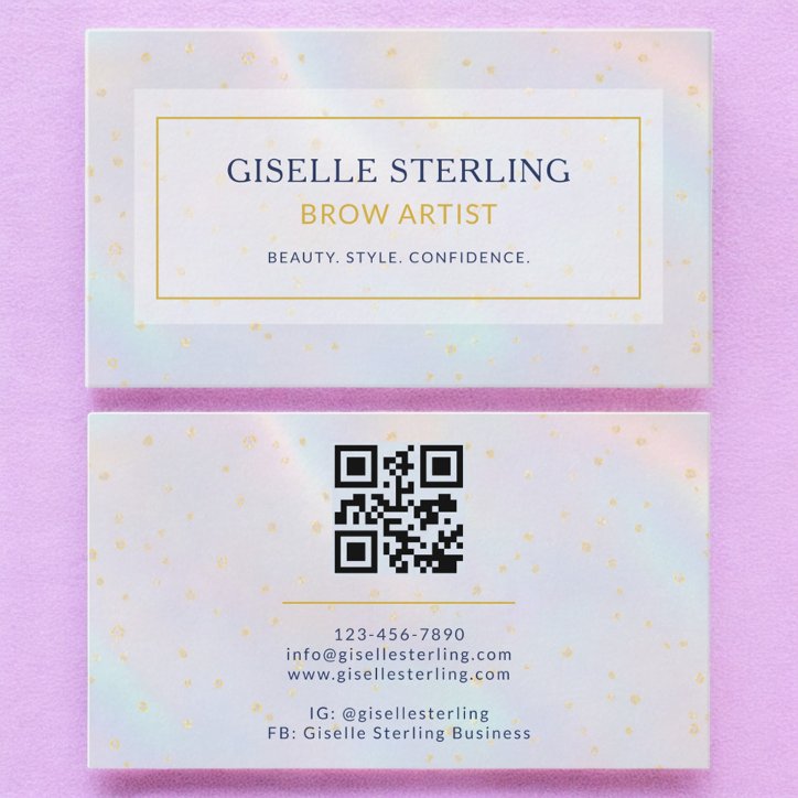 Luxury Holographic Brow Artist Modern Business Card