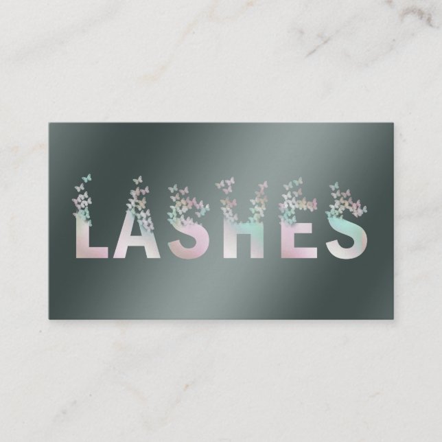 Luxury holographic butterflies lashes  business card (Front)
