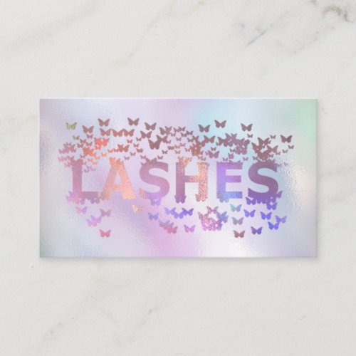 Luxury holographic butterflies lashes logo busines business card