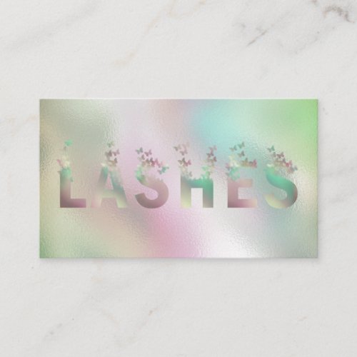 Luxury holographic butterflies lashes logo busines business card