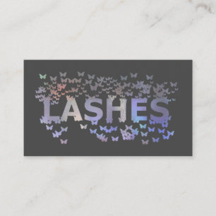 Luxury holographic butterflies lashes logo business card