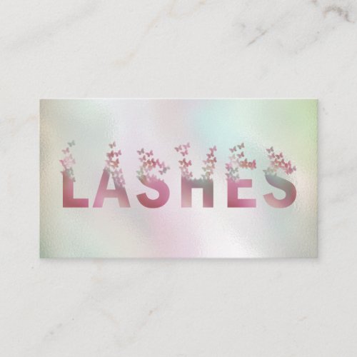 Luxury holographic butterflies lashes logo business card