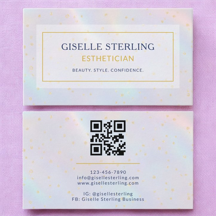 Luxury Holographic Esthetician Modern Business Card