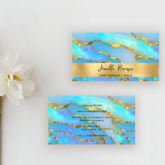 Luxury Holographic Faux Opal Stone and Gold Foil