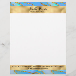 Luxury Holographic Faux Opal Stone  Letterhead