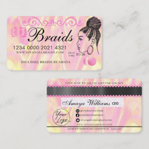 Luxury Holographic Foil Hair Braiding Credit Style Business Card