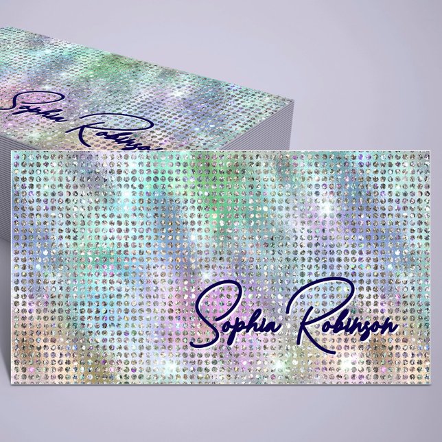 Luxury Holographic Glitter and Blue Business Card (Creator Uploaded)