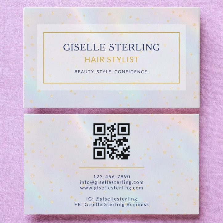 Luxury Holographic Hair Stylist Modern Business Card