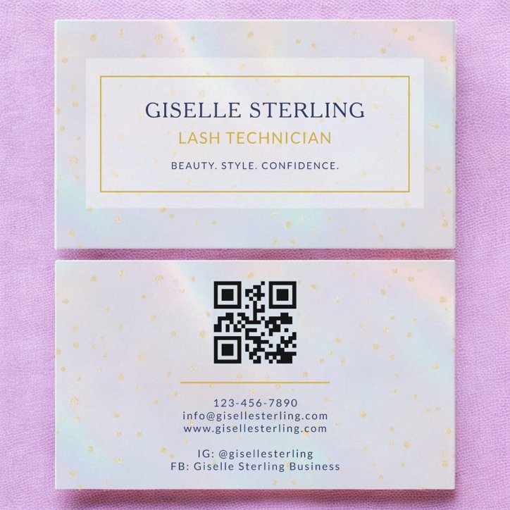 Luxury Holographic Lash Technician Modern Business Card