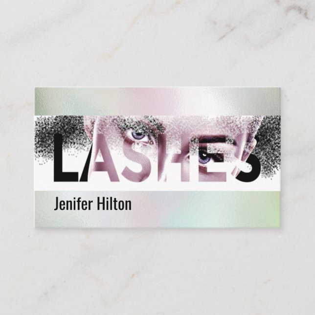 Luxury holographic lashes dispersion effect logo business card (Front)