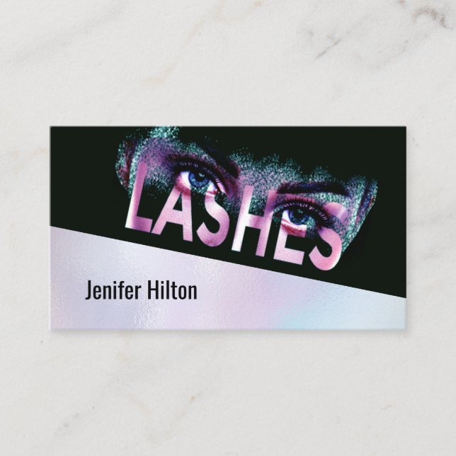 Luxury holographic lashes dispersion effect logo business card (Front)