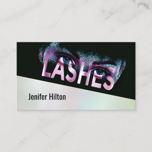 Luxury holographic lashes dispersion effect logo business card (Front)