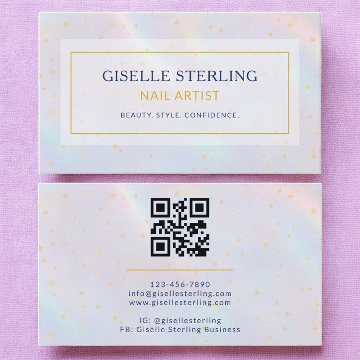 Luxury Holographic Nail Artist Modern Business Card