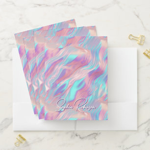 Luxury Holographic Pink & Blue Binder Pocket Folder