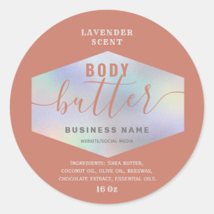 Luxury holographic script body butter label