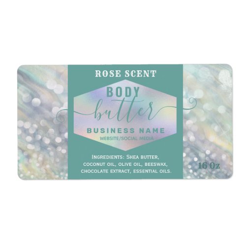 Luxury holographic script body butter label