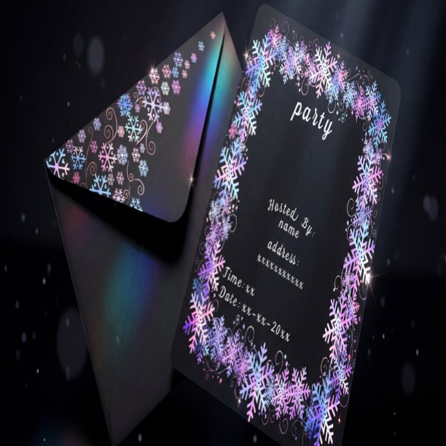 Luxury Holographic Snowflake Christmas Collection Invitation (Creator Uploaded)