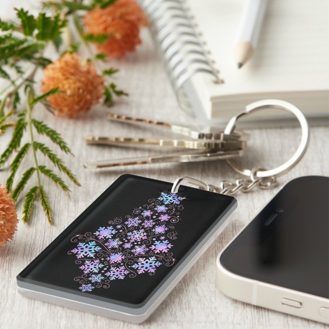 Luxury Holographic Snowflake Christmas Collection Keychain (Front Right)