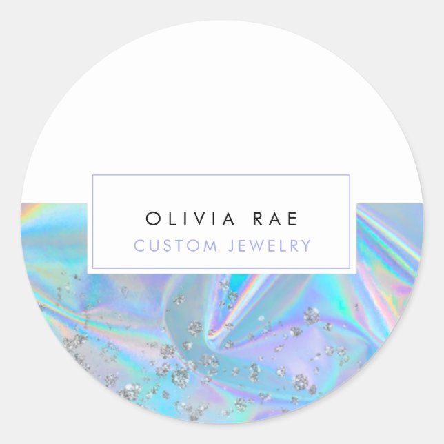 Luxury Holographic Trendy   Classic Round Sticker (Front)