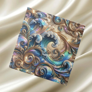 Luxury Home   Rainbow Coastal Ocean Waves Ceramic Tile