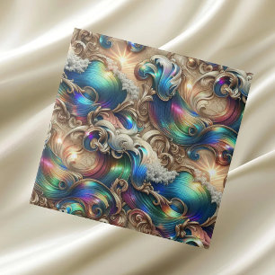 Luxury Home   Rainbow Coastal Ocean Waves Ceramic Tile