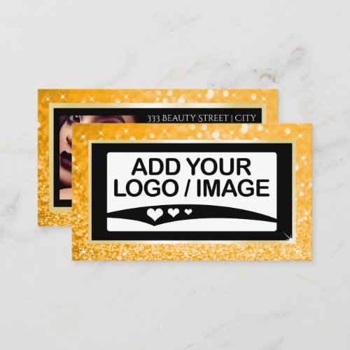 Luxury Honey Gold Sparkle Logo Photo Template Business Card