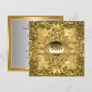 Luxury Hot 50th Gold Birthday Party Gold Invitation
